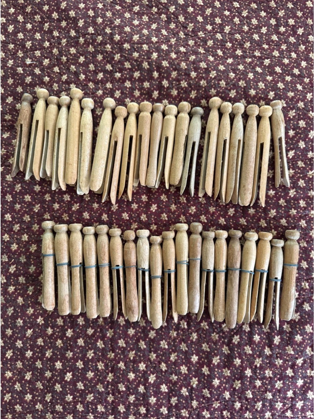 Vintage Wooden Clothespins - Lot of 39